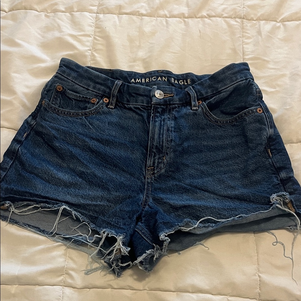 American Eagle Outfitters Curvy Strigid Dark Blue Jean Shorts